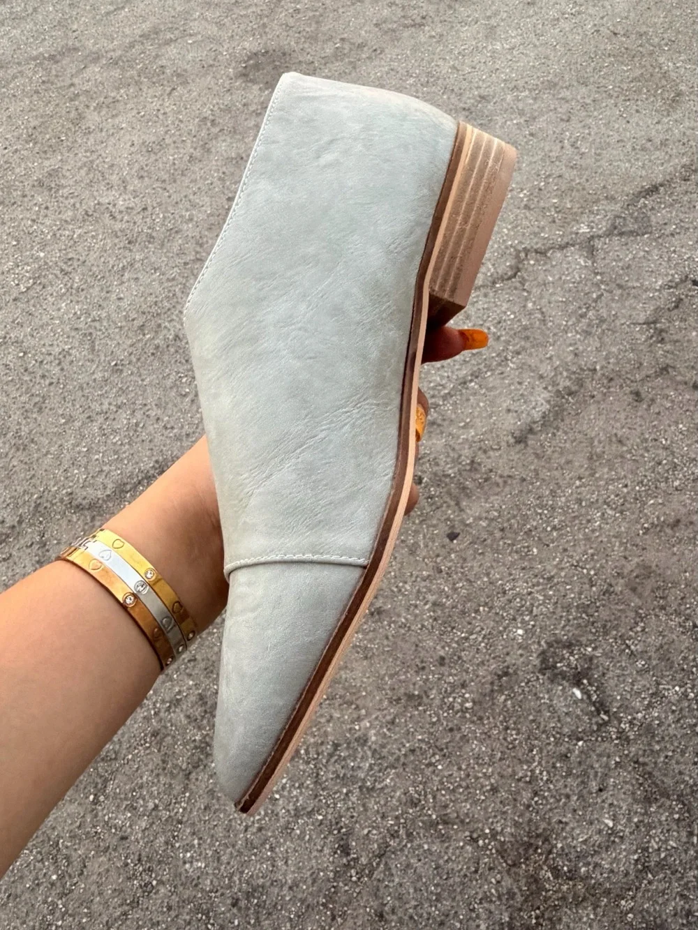 BEAST FASHION gray leather Pointed Slip-On Loafers
